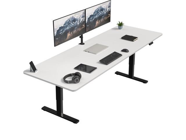 VIVO Electric 83 x 30 Stand Up Desk Workstation, White Table Top, Black Frame