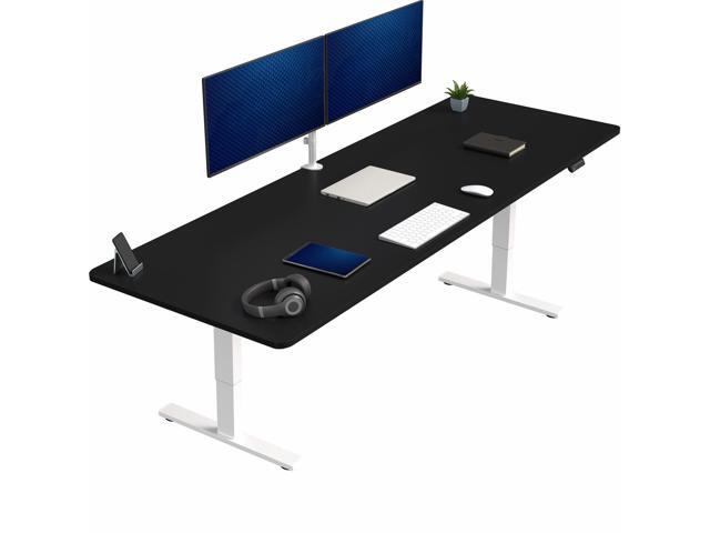 VIVO Electric 83 x 30 Stand Up Desk Workstation, Black Table Top, White Frame
