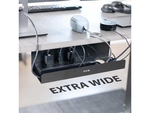 VIVO Black Extra Deep Under Desk Cable Management Tray
