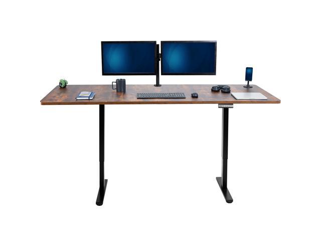 VIVO Electric Dual Motor 83 x 30 Standing Desk, Vintage Brown Top, Black Frame