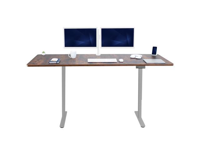 VIVO Electric Dual Motor 83 x 30 Standing Desk, Vintage Brown Top, Gray Frame
