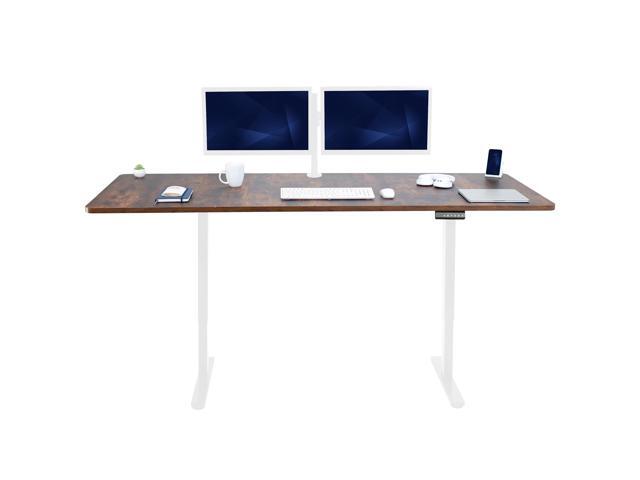VIVO Electric Dual Motor 83 x 30 Standing Desk, Vintage Brown Top, White Frame