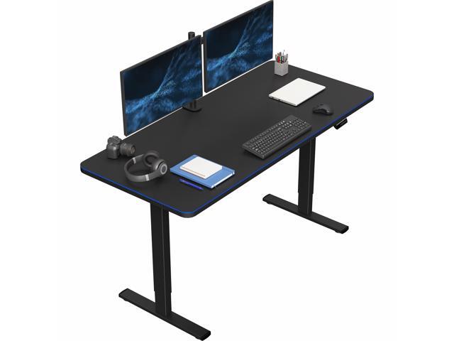 VIVO Electric 60 x 30 Stand Up Desk with RGB, Black Table Top, Black Frame