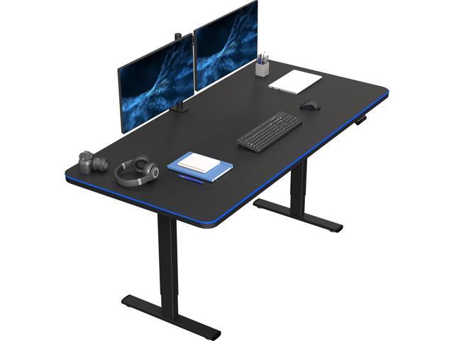 VIVO Electric 71 x 36 Stand Up Desk with RGB, Black Table Top, Black Frame