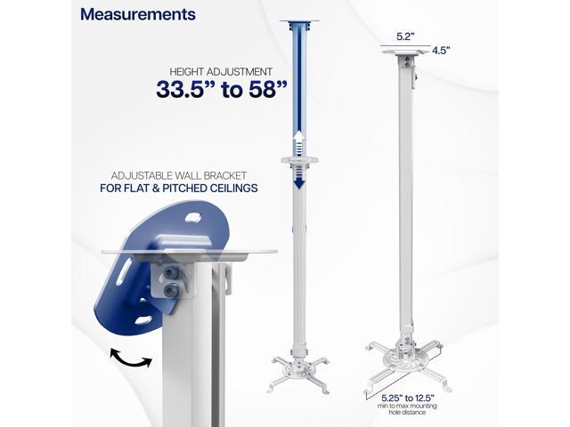 VIVO Universal White Tall Extending Projector Ceiling Mount, Height Adjustable