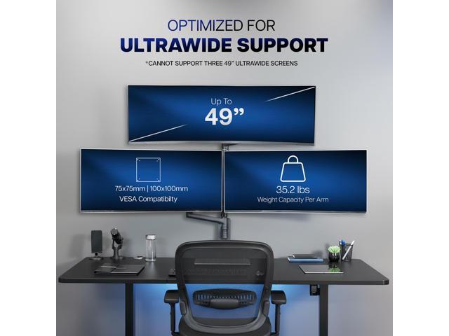 VIVO Pneumatic Triple Ultrawide Monitor Wall Mount for up to 49' Screens