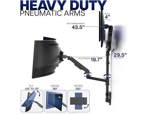 VIVO Pneumatic Triple Ultrawide Monitor Wall Mount for up to 49' Screens