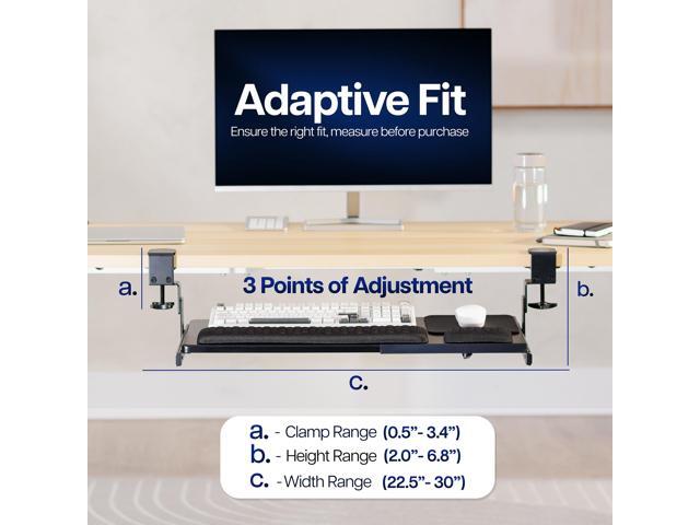 VIVO Black Clamp-on Height & Width Adjustable Keyboard Tray