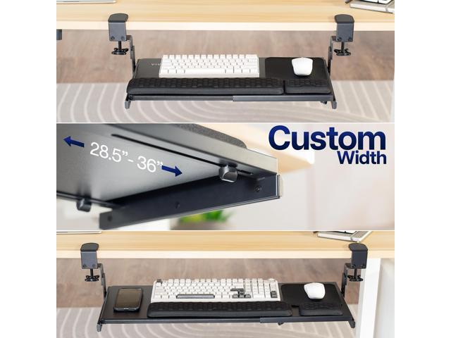 VIVO Black Clamp-on Height & Width Adjustable Keyboard Tray