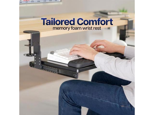 VIVO Black Clamp-on Height & Width Adjustable Keyboard Tray