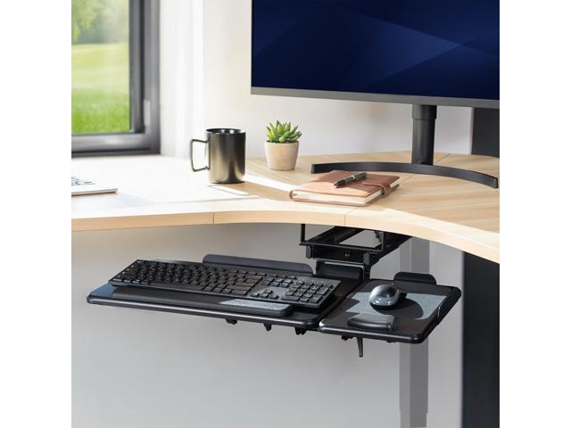 VIVO Black Under Desk 27' x 12' Tilting Keyboard Tray with Independent Mouse Pad