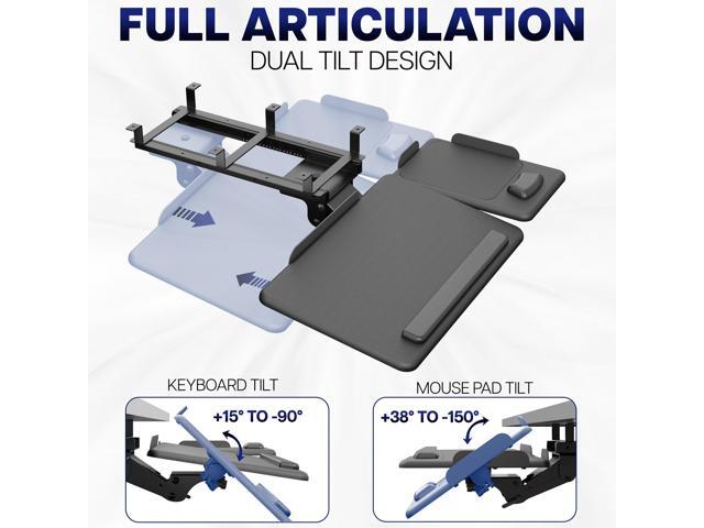 VIVO Black Under Desk 27' x 12' Tilting Keyboard Tray with Independent Mouse Pad