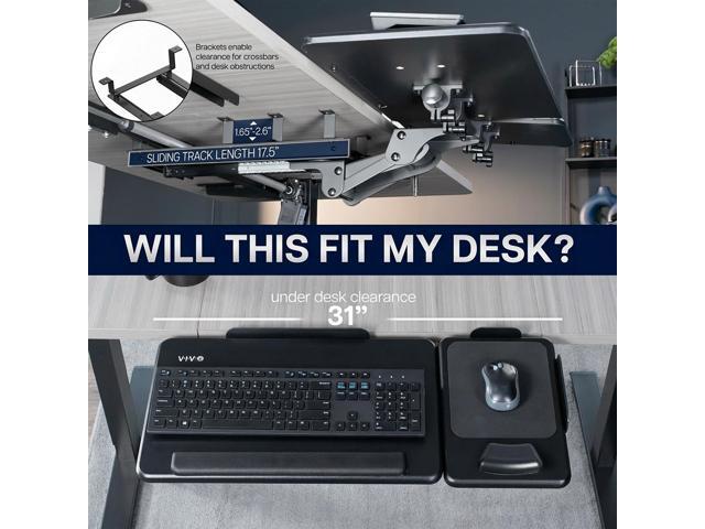 VIVO Black Under Desk 27' x 12' Tilting Keyboard Tray with Independent Mouse Pad