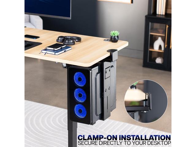 VIVO Black Clamp-on PC Mount, Computer Case Holder with 135 Swivel