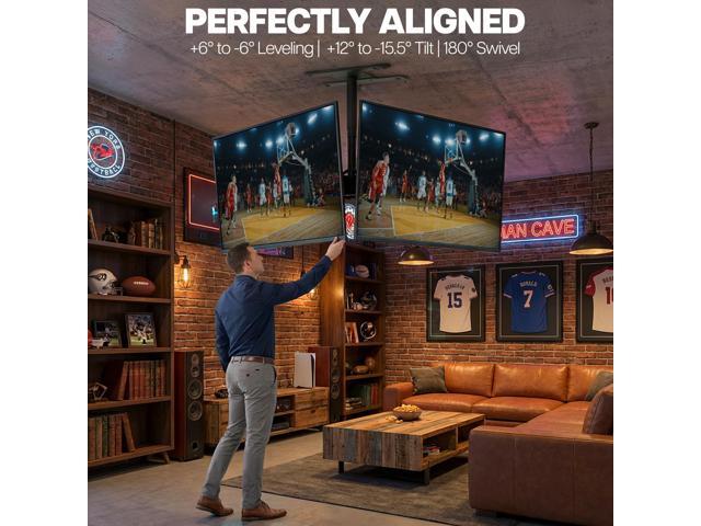 VIVO Hanging Quad-TV Ceiling Mount for 32 to 50 Screens, 2.5ft Pole