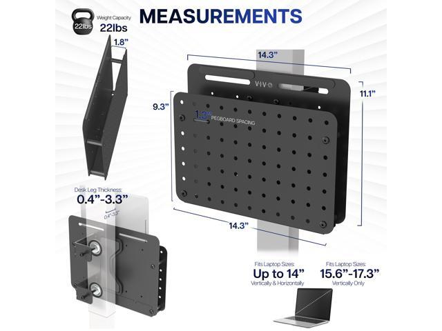 VIVO Steel Clamp-on Desk Leg Laptop Holder with Pegboard, Magnetic Tablet Sleeve