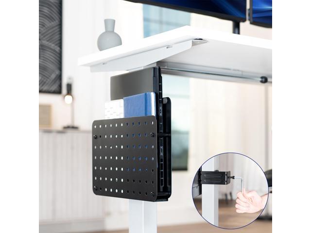 VIVO Steel Clamp-on Desk Leg Laptop Holder with Pegboard, Magnetic Tablet Sleeve