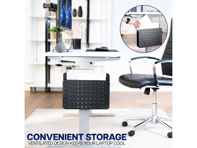 VIVO Steel Clamp-on Desk Leg Laptop Holder with Pegboard, Magnetic Tablet Sleeve