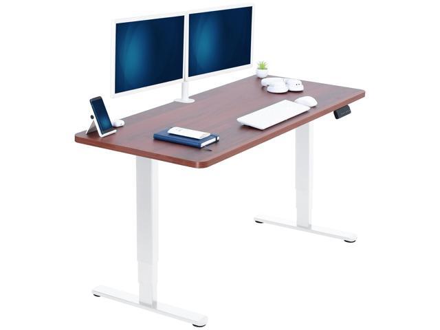 VIVO Electric 60' x 24' Stand Up Desk, Dark Walnut Table Top, White Frame