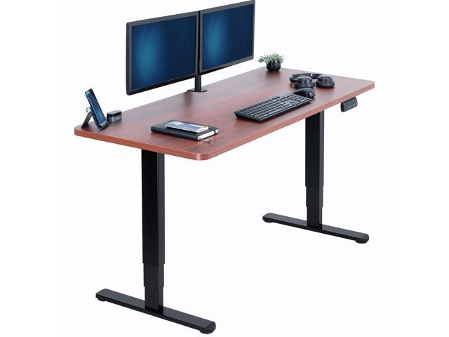 VIVO Electric 60' x 24' Stand Up Desk, Dark Walnut Table Top, Black Frame