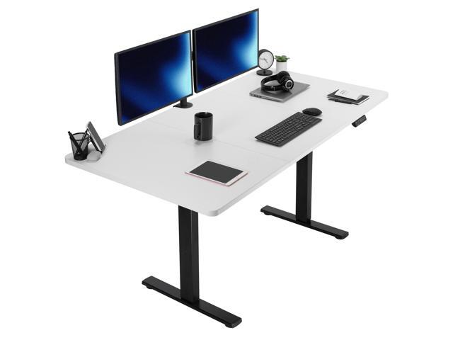 VIVO Electric 71 x 36 Stand Up Desk, White Table Top, Black Frame