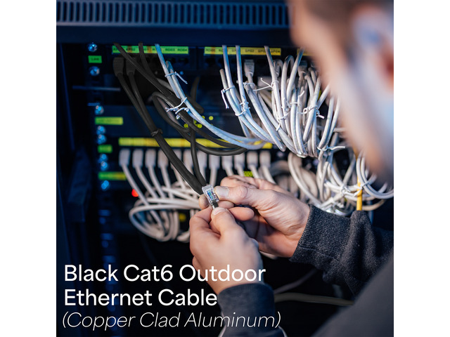 Vivo Black 250Ft Bulk Cat6 Cca Ethernet Cable 23 Awg Utp Pull Box Cat-6 Wire Waterproof Outdoor Direct Burial Cable-V019