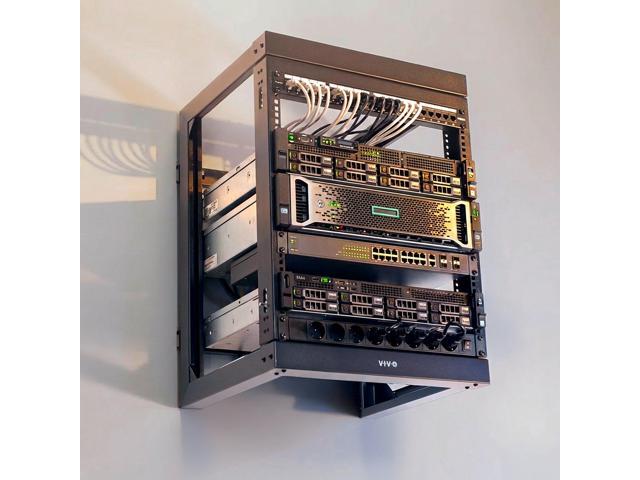 VIVO 12U Open Frame Wall Mounted Server Rack with Swing Gate, Fits 19' Devices