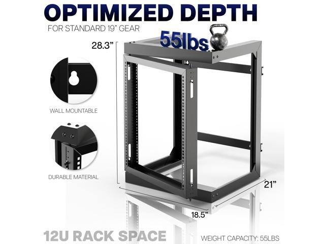 VIVO 12U Open Frame Wall Mounted Server Rack with Swing Gate, Fits 19' Devices