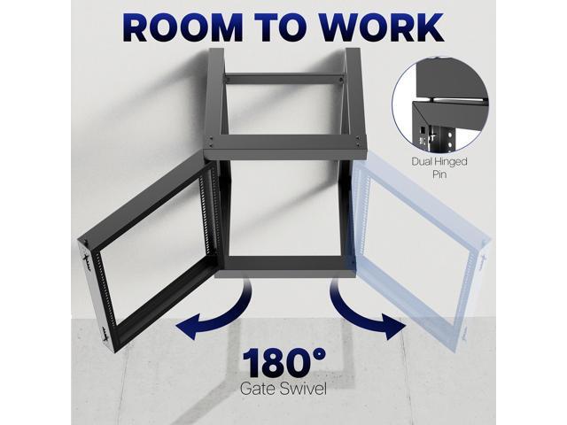 VIVO 12U Open Frame Wall Mounted Server Rack with Swing Gate, Fits 19' Devices