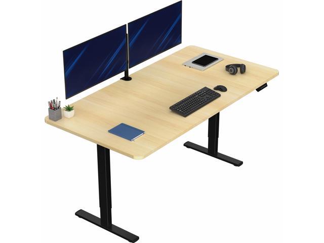 VIVO Electric 71 x 36 Stand Up Desk, Light Wood Table Top, Black Frame