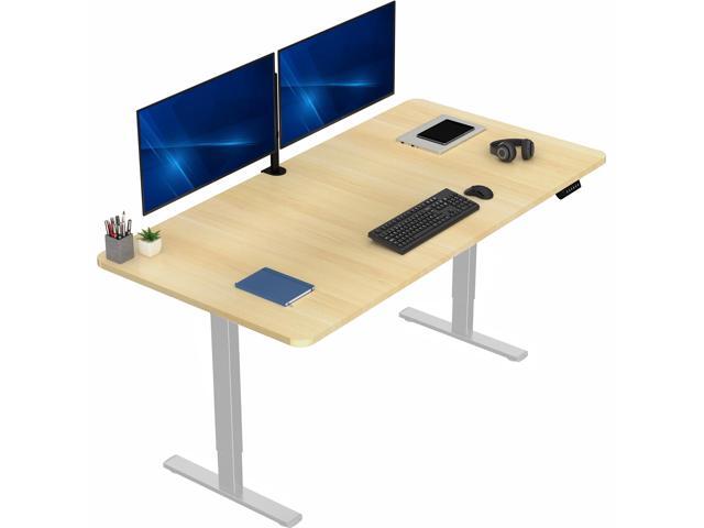 VIVO Electric 71 x 36 Stand Up Desk, Light Wood Table Top, Gray Frame
