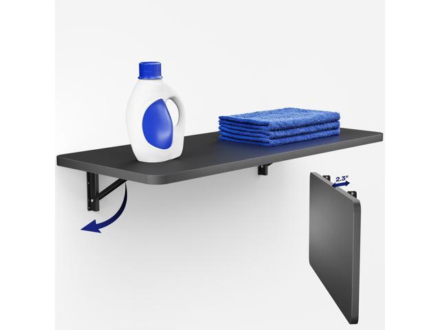 VIVO Black Wall Mounted Folding 43 inch Workbench with Adjustable Brackets