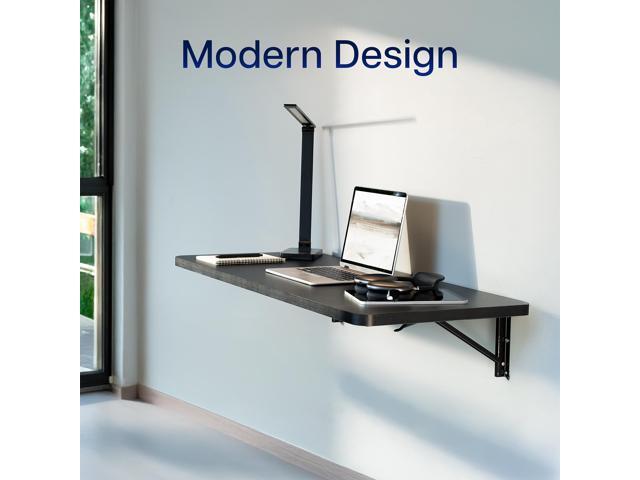 VIVO Black Wall Mounted Folding 43 inch Workbench with Adjustable Brackets