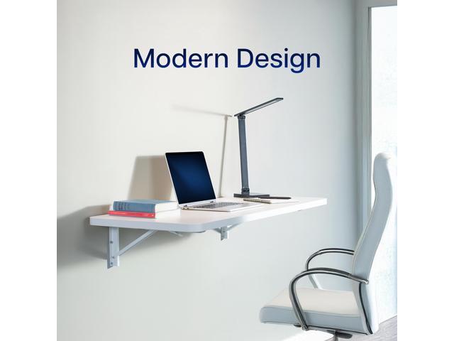 VIVO White Wall Mounted Folding 43 inch Workbench with Adjustable Brackets