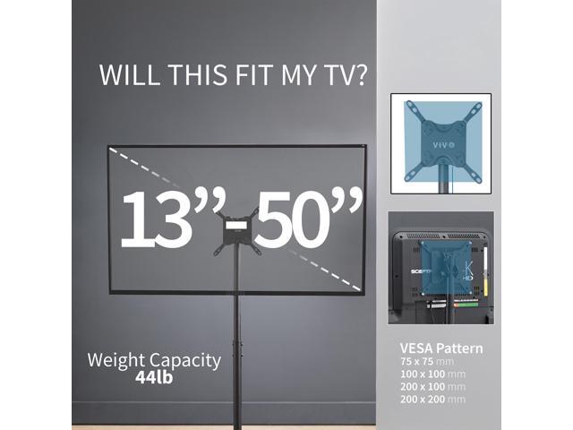 VIVO Black Extra Tall TV Floor Stand for 13' to 65' Screens up to 44 lbs, Height Adjustable Mount (STAND-TV18)