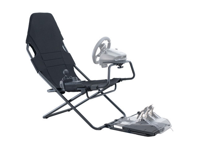 VIVO Black Folding Racing Simulator Cockpit w/ Wheel Stand, Pedal Mount, & More