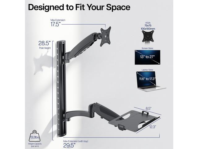 VIVO Sit Stand Adjustable Monitor Laptop Computer Workstation, Fits 27' Screens