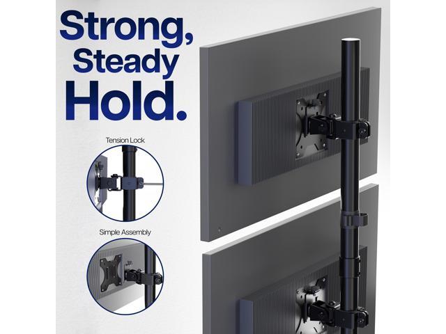 Black Dual LCD Monitor Desk Mount Stand, Stacked Vertical 2 Screens up to 34'