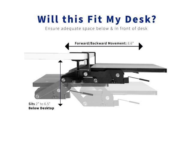 VIVO Black Extra Sturdy Clamp-on Under Desk Keyboard Tray with Swinging Height Adjustment