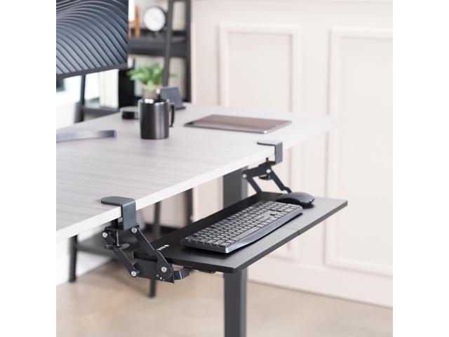 VIVO Black Extra Sturdy Clamp-on Under Desk Keyboard Tray with Swinging Height Adjustment