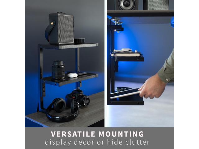 VIVO Black Clamp-on 13' Above or Below Desk 2-Tier Shelving Unit, Desk Organizer