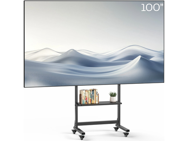 VIVO Heavy Duty Mobile TV Cart with Storage Shelf, Holds Screens up to 100'