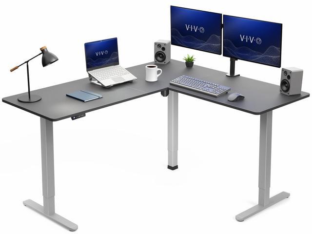 VIVO Black / Gray Electric 63' x 55' Corner Standing Desk, L-Shaped Workstation