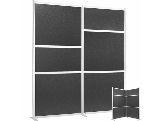 VIVO Dark Gray Modular PET Wall System, Modern Office Cubicle Dividers, 2-Pack
