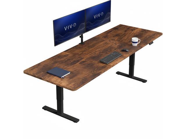 VIVO Electric 83 x 30 Stand Up Desk, Vintage Brown Table Top, Black Frame