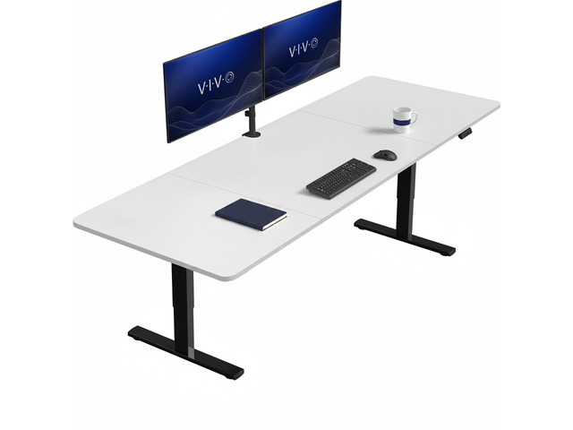 VIVO Electric 83 x 30 Stand Up Desk Workstation, White Table Top, Black Frame