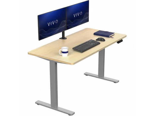 VIVO Electric 55 x 28 Stand Up Desk, Light Wood Table Top, Gray Frame