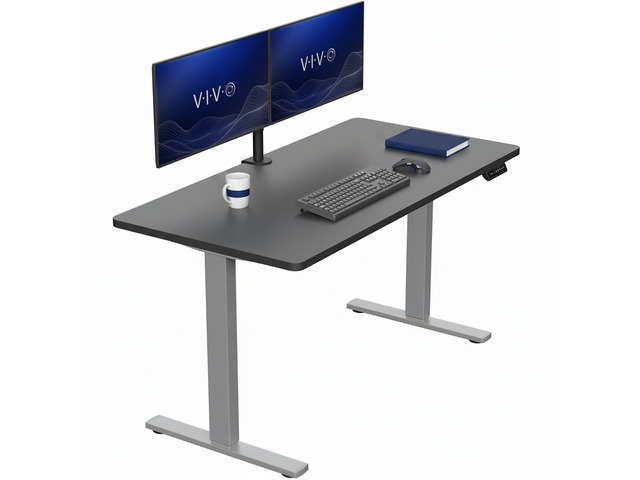 VIVO Electric 55 x 28 Stand Up Desk, Black Table Top, Gray Frame
