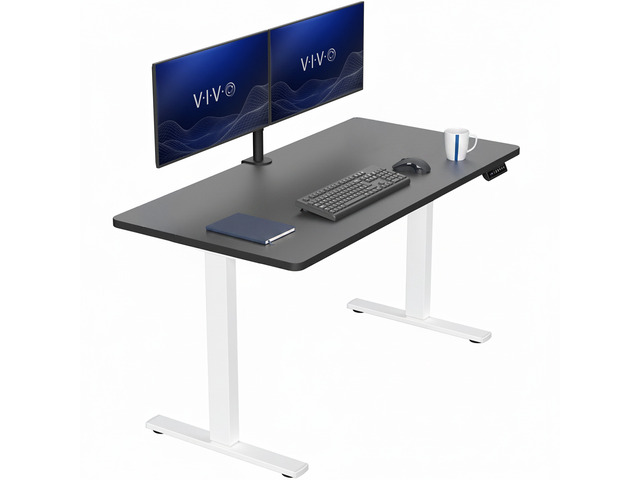 VIVO Electric 55 x 28 Stand Up Desk, Black Table Top, White Frame