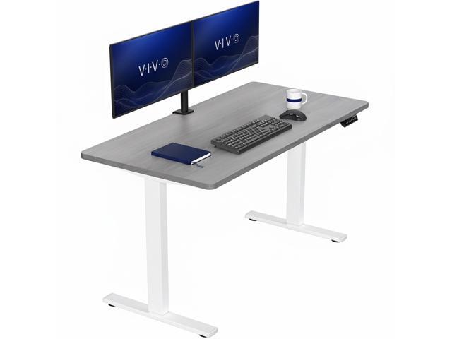 VIVO Electric 55 x 28 Stand Up Desk, Dark Gray Table Top, White Frame